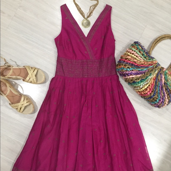 NWOT Isaac Mizrahi fuchsia and gold dress size 2 - Picture 4 of 11